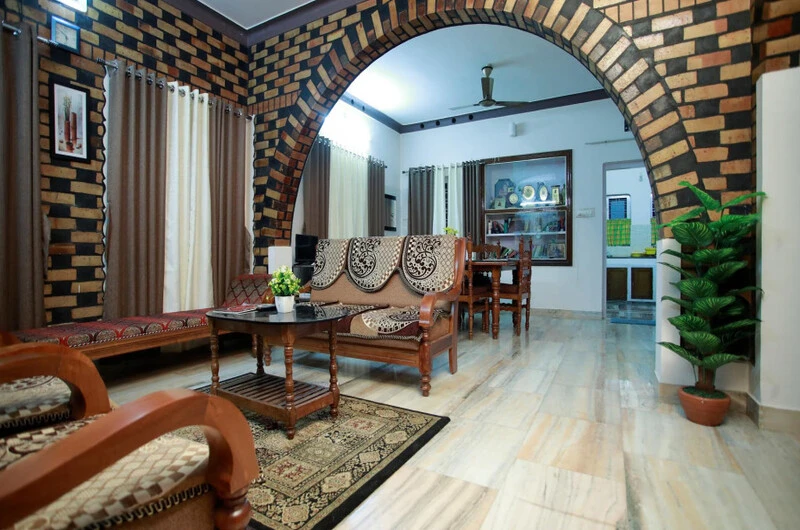 Traditional hall interior at Green Nestle Heritage Homestay Kumarakom
