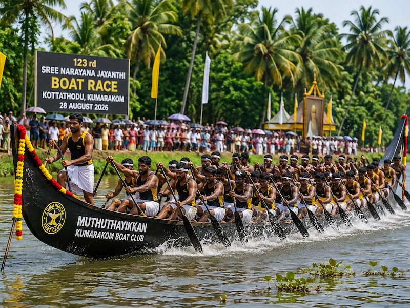 Muthuthayikkan Wins Sree Narayana Jayanthi Trophy in Thrilling Kumarakom Boat Race